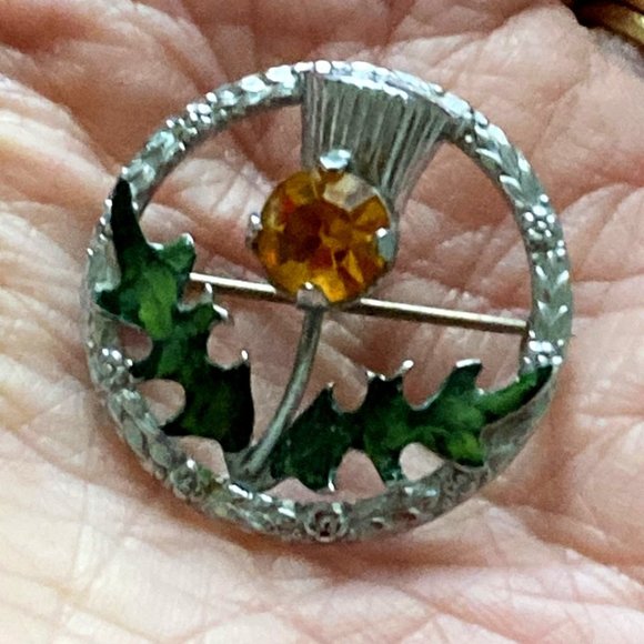 Vintage Celtic brooch signed Mizpah (topaz glass stone) - Picture 2 of 5